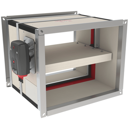 Rectangular fire damper CU2-L500 from Rf-Technologies: 120' fire resistance and tunnel casing extension.