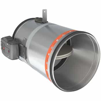 The round fire damper CR60-500L with tunnel casing extension of Rf-Technologies.
