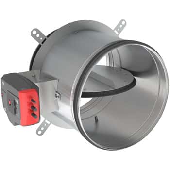 Round fire damper CRE60 from Rf-Technologies, suitable for surface mounting.